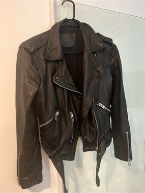 All Saints Classic Black Leather Moto Jacket